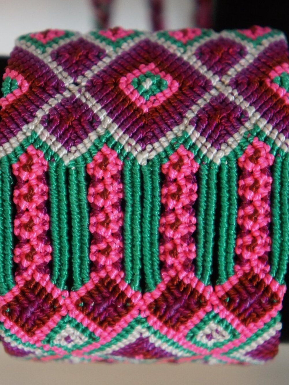 Artisan Woven Geometric Diamond Friendship Cuff Bracelet Festival